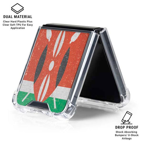 Kenya Flag Distressed Galaxy Z Flip6 Clear Case